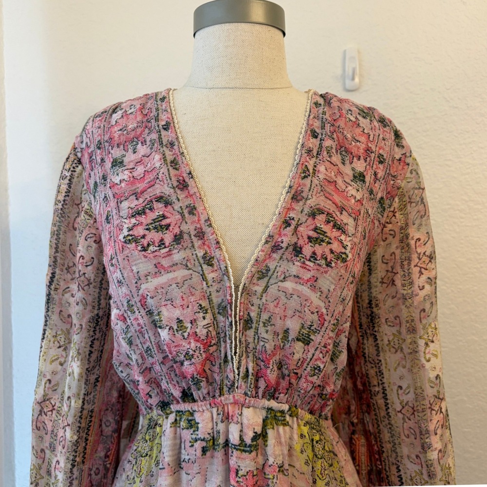 Hemant & Nandita Maya Mini Dress XL Open Back Tiered Ruffle Boho Party Resort - Picture 4 of 16